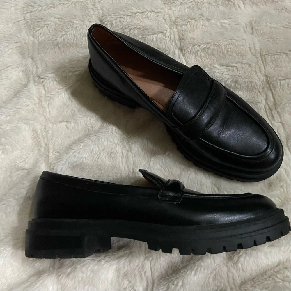 New! Madewell The Bradley Lugsole Loafer in Leather true black_7